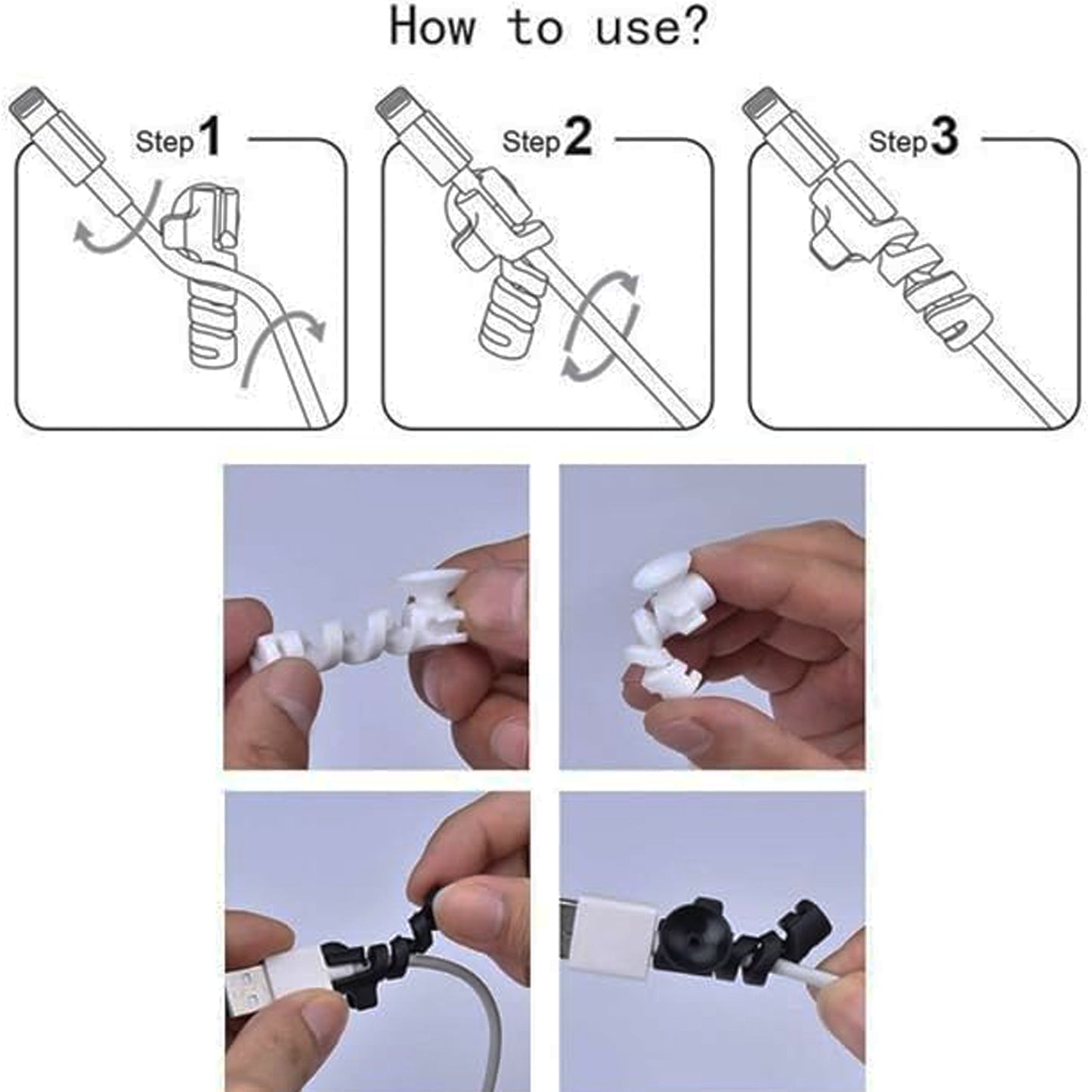 Cable Cord Protector Saver With Suction End (Suction Winder 4 Pcs Set)