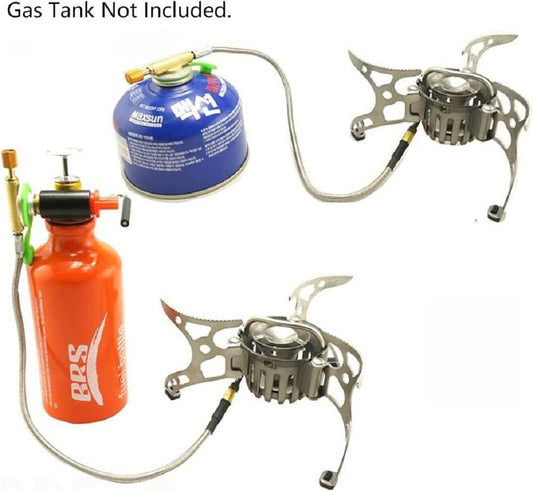BRS 8 multifuel stove with Butane gas converter adapter works on Butane Gas, Keroscene, and Petrol