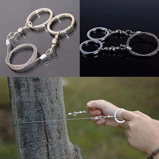Stainless Steel Wire Saw - Emergency Survival Metal Cable Saw for Cutting Wood, PVC Pipes, and More - Compact Hand Pocket Rope Saw for Camping, Hiking, and Outdoor Adventures