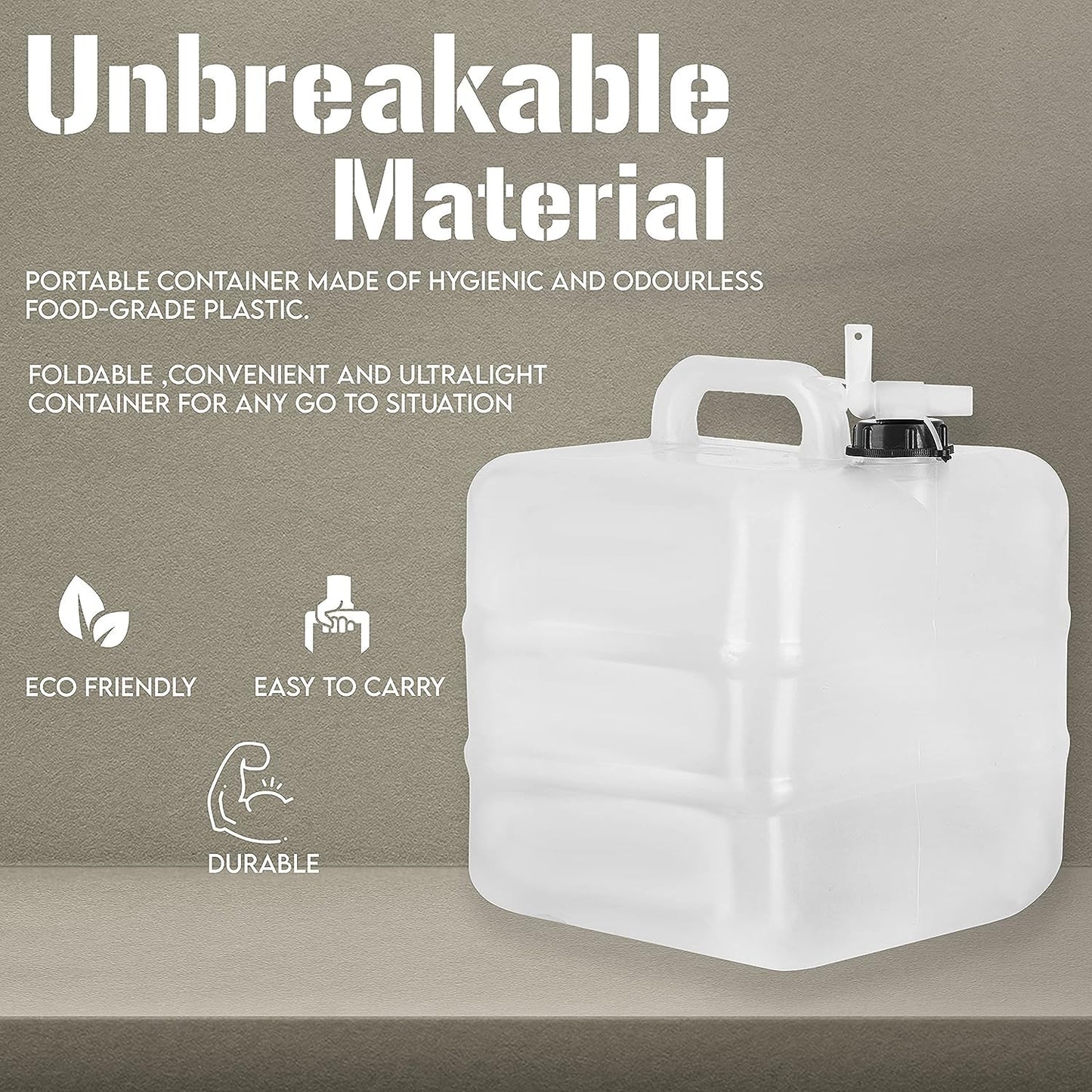 Water Container with Spigot, 20 Liter, BPA-Free, Portable Camping Storage
