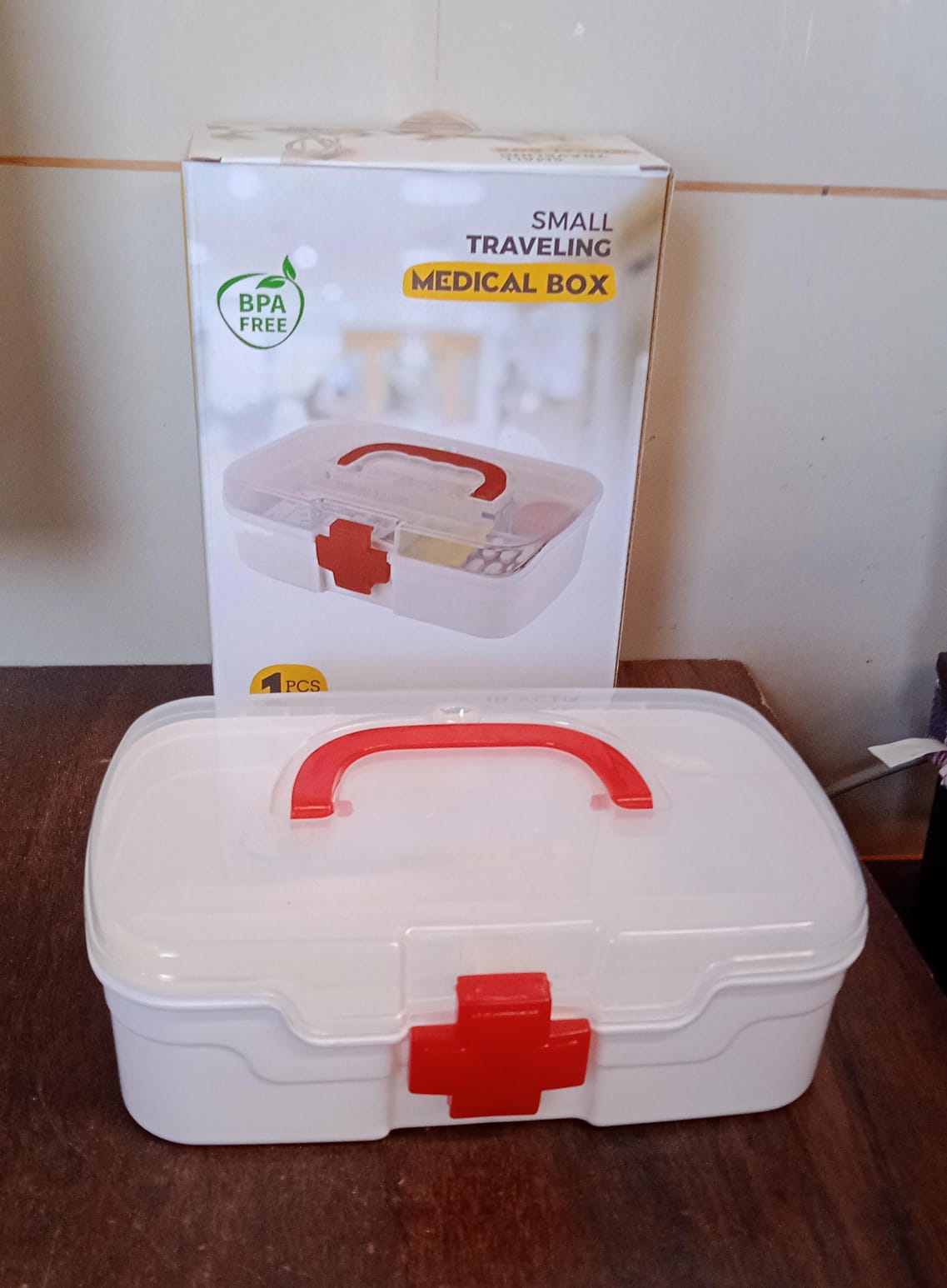 12980 3 Compartment Medical Box 1 Piece Indoor Outdoor Medical Utility Medicine Storage Box Detachable Tray Medical Box Multi Purpose Regular Medicine First Aid Box With Handle Transparent Lid Color Box