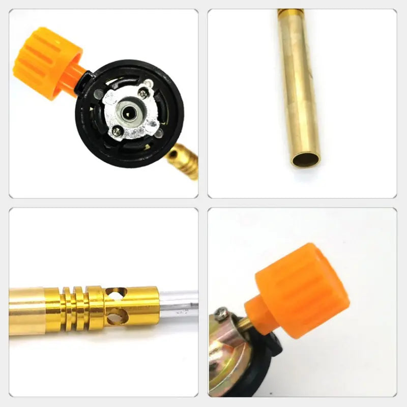 FLYTOP Adjustable Gas Blowing Torch Head, Manual Ignition Zinc Alloy with Bright Yellow Flame, Ideal for High-Temperatu