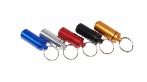 FLYTOP BIG Metal Pill Box Keychain, Small Waterproof Medicine Organizer, Durable Aluminum Pill Fob for Purse & Backpack, Airtight Travel Pill Container for Daily Medication MULTICOLOR 1 PC