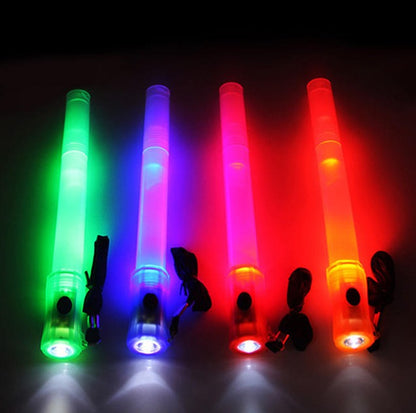FLYTOP portable Outdoor Safety Traffic Control Rescue  4 in 1 LED Flashing Glow Stick Party Accessories  Lighted up Flashing Wand Light with Whistle