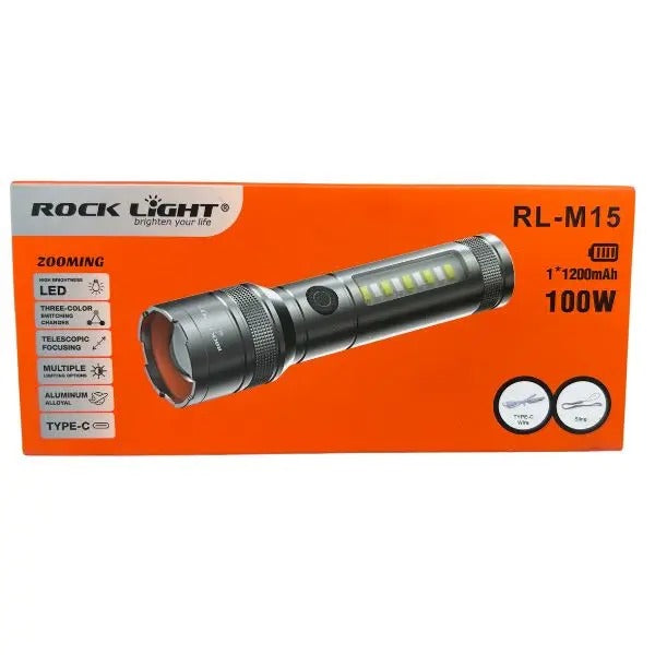 Rock Light RL-M15 Military-Grade Aluminium LED Torch with SOS