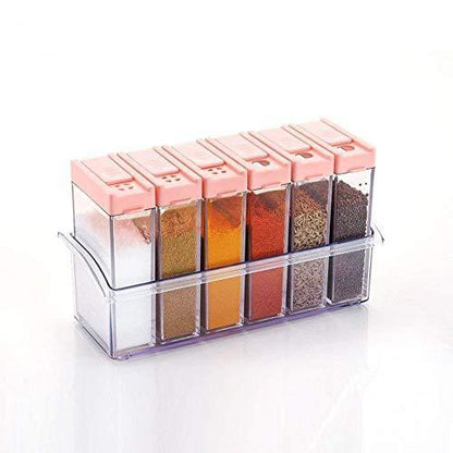 6-Piece Modular Spice Jar Set – Airtight & Space-Saving (14x22x8cm)
