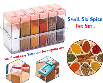 6-Piece Modular Spice Jar Set – Airtight & Space-Saving (14x22x8cm)