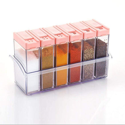 6-Piece Modular Spice Jar Set – Airtight & Space-Saving (14x22x8cm)