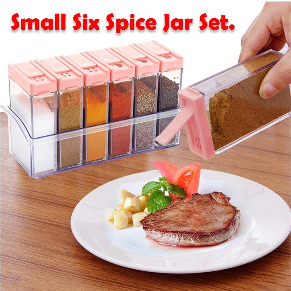 6-Piece Modular Spice Jar Set – Airtight & Space-Saving (14x22x8cm)