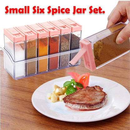 6-Piece Modular Spice Jar Set – Airtight & Space-Saving (14x22x8cm)