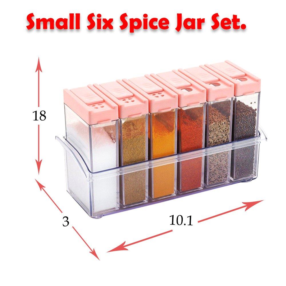 6-Piece Modular Spice Jar Set – Airtight & Space-Saving (14x22x8cm)