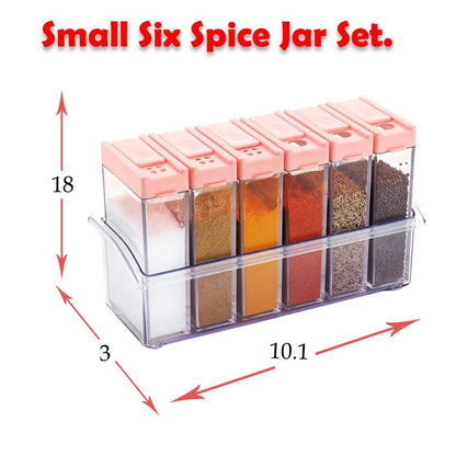 6-Piece Modular Spice Jar Set – Airtight & Space-Saving (14x22x8cm)