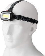 LED Headlamp, COB Light, Adjustable Elastic Band, Battery Powered, Black(Battery NOT Included)
