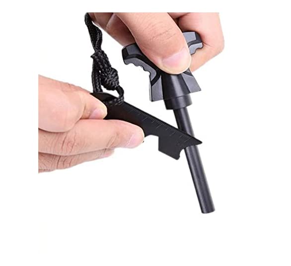 FLYTOP 4.25 Inch Flint Fire Starter, Survival Ferro Rods Starter with Easy Grip Handle and Multifunction Striker, Waterproof Flint Fire Can be Struck 15000 Times for Camping, Hiking