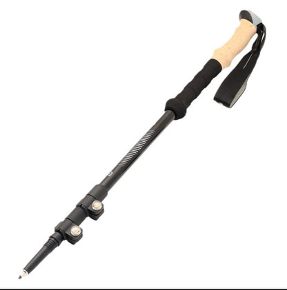 FLYTOP High-Strength Cork Handle 3-Joint Carbon Tungsten Steel Tip 135cm Hiking Compasses Trekking Poles.