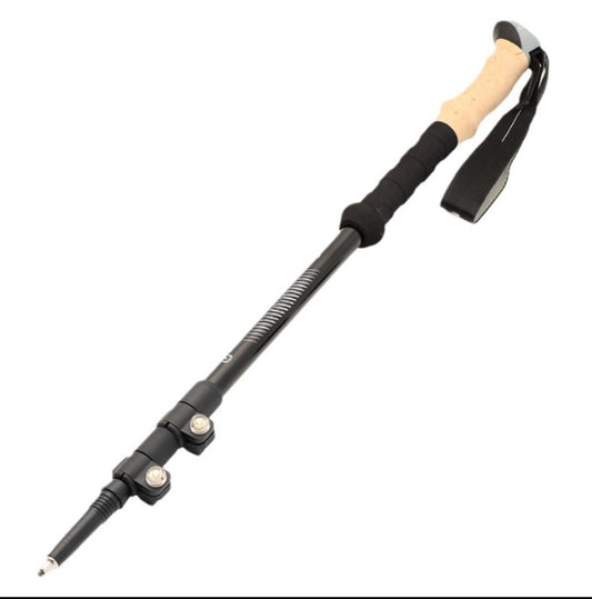 FLYTOP High-Strength Cork Handle 3-Joint Carbon Tungsten Steel Tip 135cm Hiking Compasses Trekking Poles.