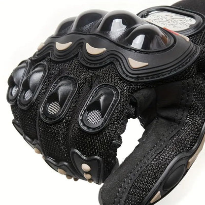 Black Biker Protective Full Finger Gloves Anti-Skid Surface Breathable Bike Riding Glove for Motorcycle, Cycling, Climbing Mountaineering, Hiking