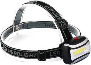 LED Headlamp, COB Light, Adjustable Elastic Band, Battery Powered, Black(Battery NOT Included)