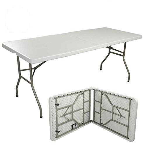FLYTOP Portable Folding Camping Table, Picnic Table Fold in Half Plastic Picnic Desk with Handle for Indoor Outdoor