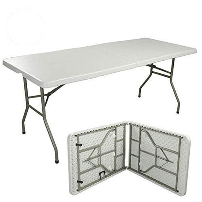 FLYTOP Portable Folding Camping Table, Picnic Table Fold in Half Plastic Picnic Desk with Handle for Indoor Outdoor
