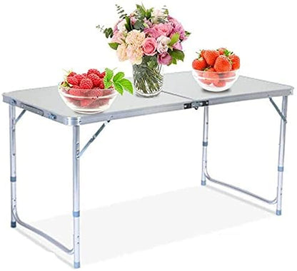 FLYTOP Aluminum Folding Table, Portable Camping Table 4 Foot Lightweight Foldable Table Height Adjustable for Party Picnic Dining Outdoor Indoor Use