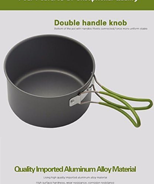 Camping Cookware Set Camping Gear Campfire Utensils Non-Stick Cooking Pot Pan Bowls Lightweight Travel with Storage Bag, Suitable for 2-3 People(TZ-301).