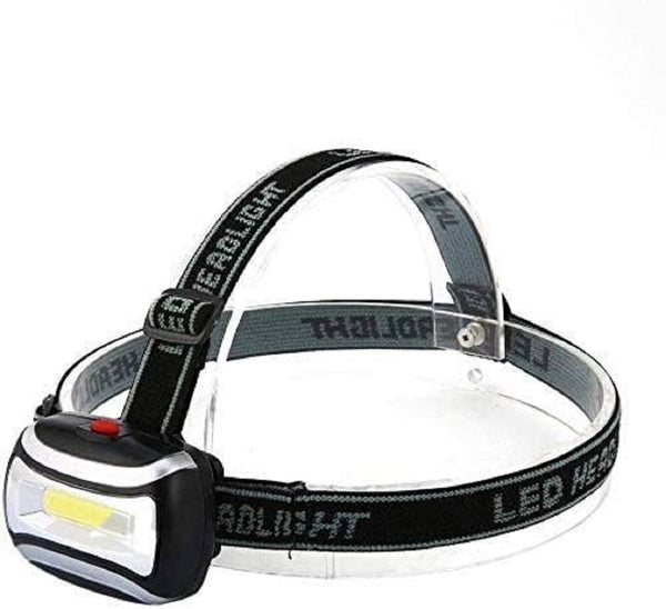 LED Headlamp, COB Light, Adjustable Elastic Band, Battery Powered, Black(Battery NOT Included)