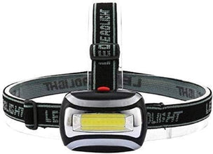 LED Headlamp, COB Light, Adjustable Elastic Band, Battery Powered, Black(Battery NOT Included)