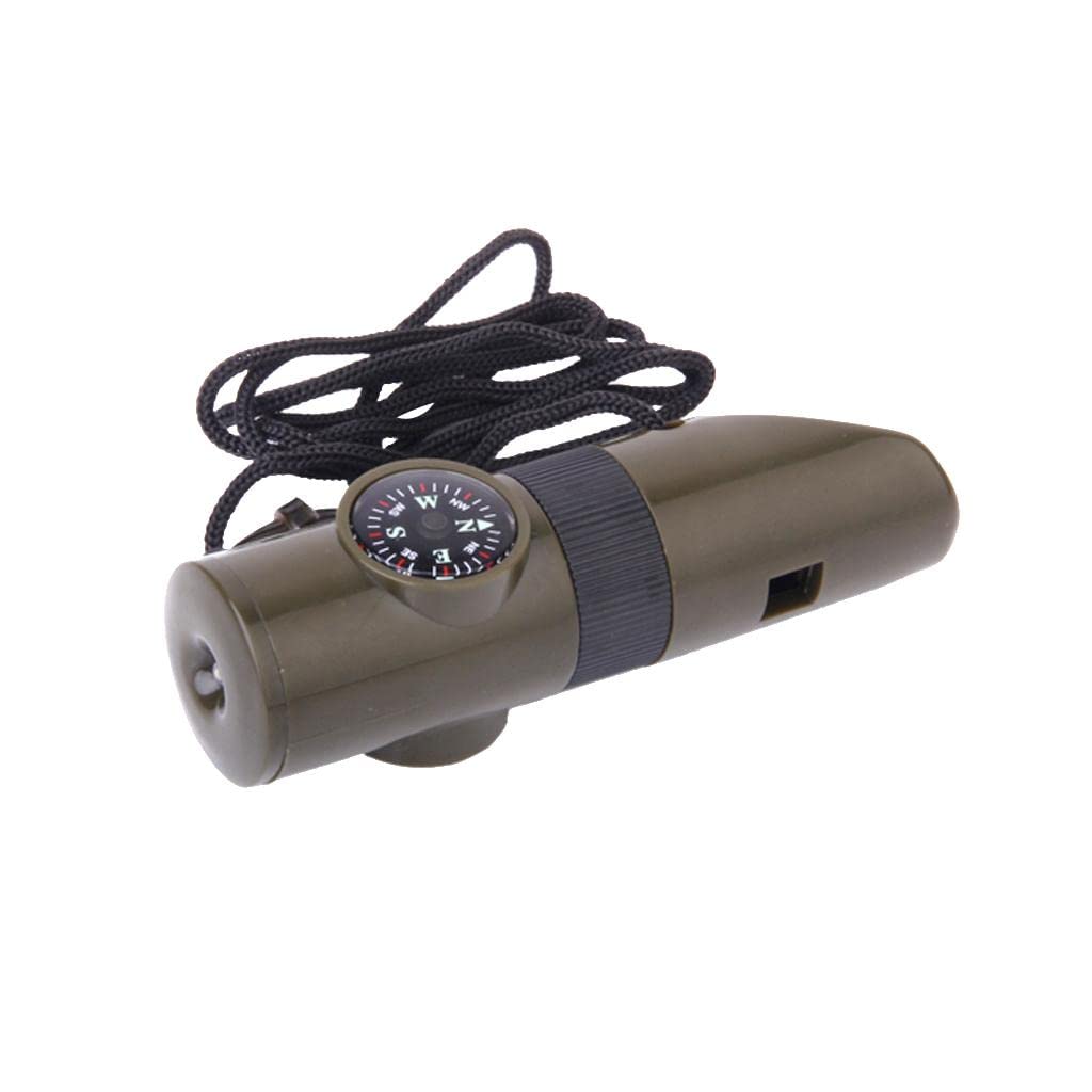 FLYTOP 7-in-1 Multifunctional Compass Flashlight Magnifier Thermometer LED Emergency Survival Whistle for Outdoor Camping Accessory | Sporting Goods | Outdoor Sports
