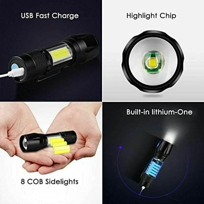 FLYTOP USB Rechargeable LED Mini Hand Torch Flash Light