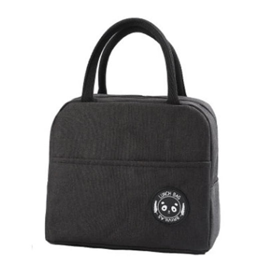 Insulated Lunch Bag with Handles, multicolor Denim Style, Bear Logo, Compact Size