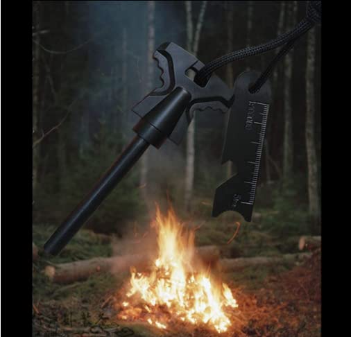 FLYTOP 4.25 Inch Flint Fire Starter, Survival Ferro Rods Starter with Easy Grip Handle and Multifunction Striker, Waterproof Flint Fire Can be Struck 15000 Times for Camping, Hiking