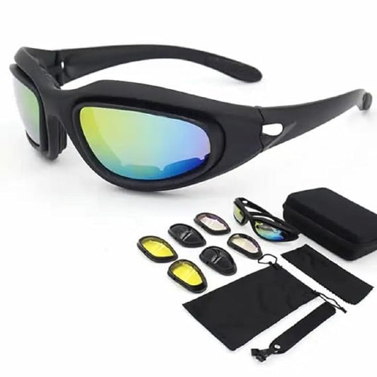 FLYTOP Tactical Poly-carbonate glass UV400 Protective Lenses Goggles (BLACK)