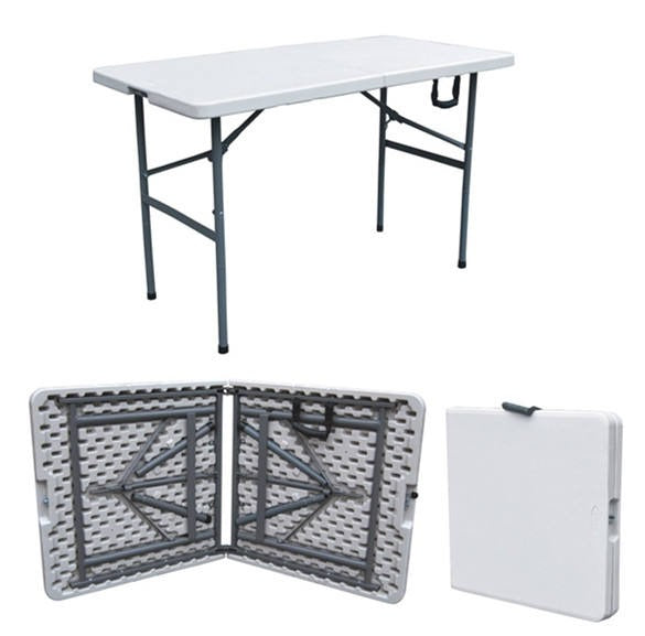 FLYTOP Portable Folding Camping Table, Picnic Table Fold in Half Plastic Picnic Desk with Handle for Indoor Outdoor