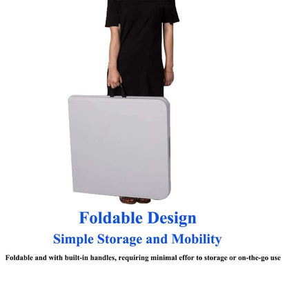 FLYTOP Portable Folding Camping Table, Picnic Table Fold in Half Plastic Picnic Desk with Handle for Indoor Outdoor