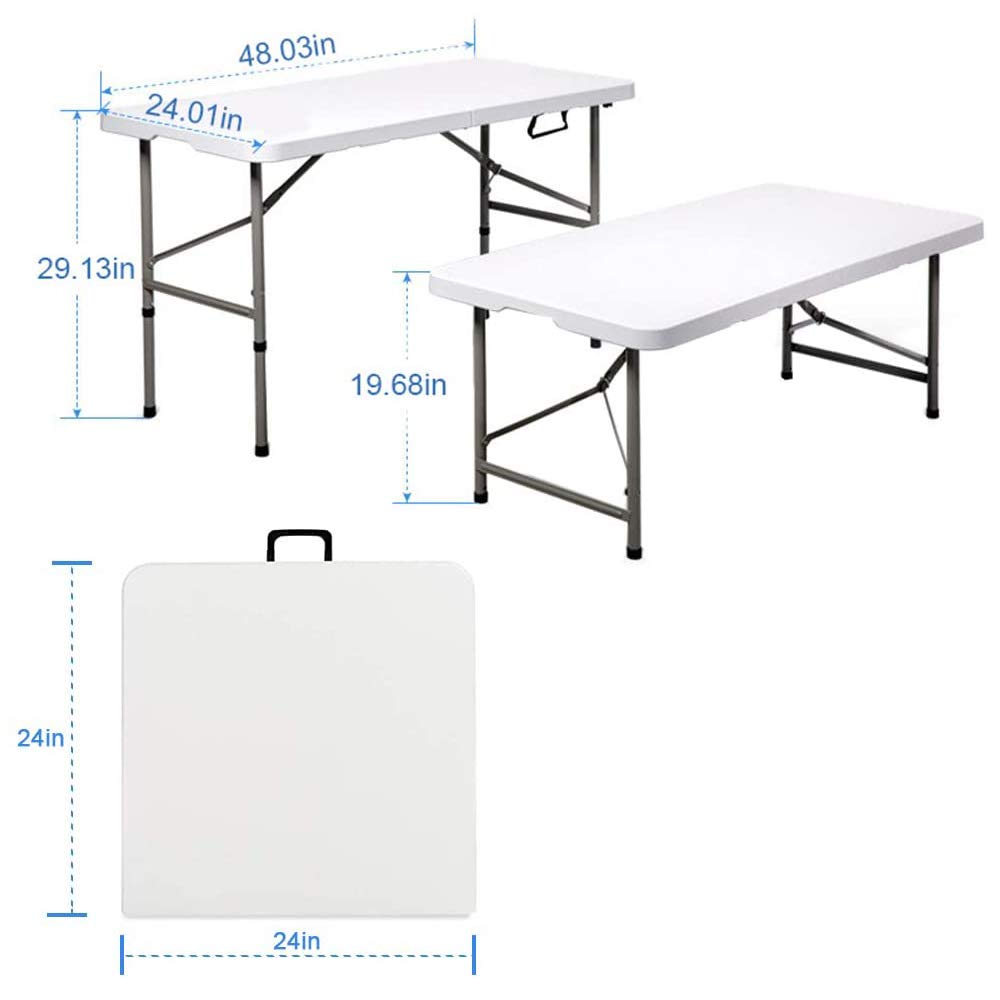 FLYTOP Portable Folding Camping Table, Picnic Table Fold in Half Plastic Picnic Desk with Handle for Indoor Outdoor