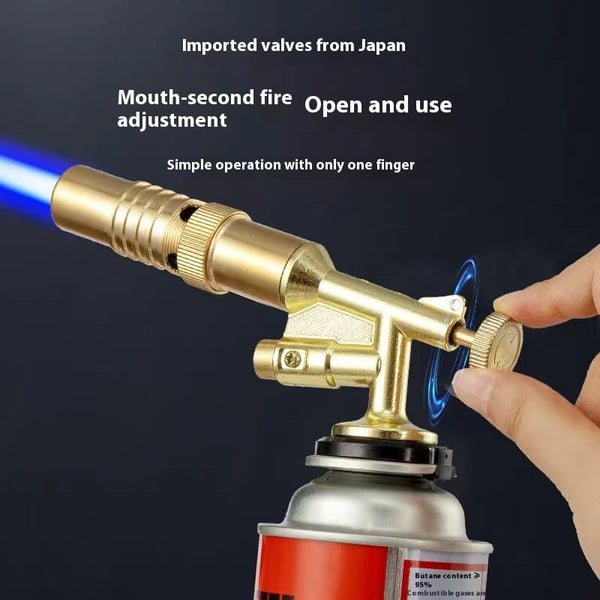 FLYTOP Professional Butane Torch Lighter, Adjustable Flame, Gold Metal Finish, Kitchen and BBQ Use