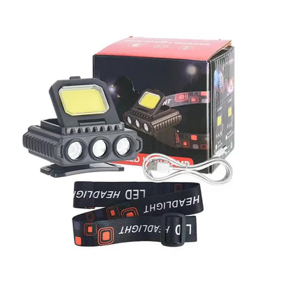 FLYTOP Rechargeable LED Headlamp | Wide Beam Head Torch with 5 Light Modes, Waterproof & Lightweight | Camping, Hiking, Cycling, Fishing, Repair Work, Outdoor & Indoor Use