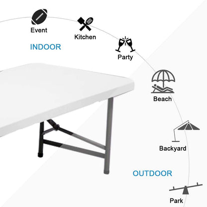 FLYTOP Portable Folding Camping Table, Picnic Table Fold in Half Plastic Picnic Desk with Handle for Indoor Outdoor