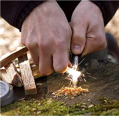 FLYTOP 4.25 Inch Flint Fire Starter, Survival Ferro Rods Starter with Easy Grip Handle and Multifunction Striker, Waterproof Flint Fire Can be Struck 15000 Times for Camping, Hiking