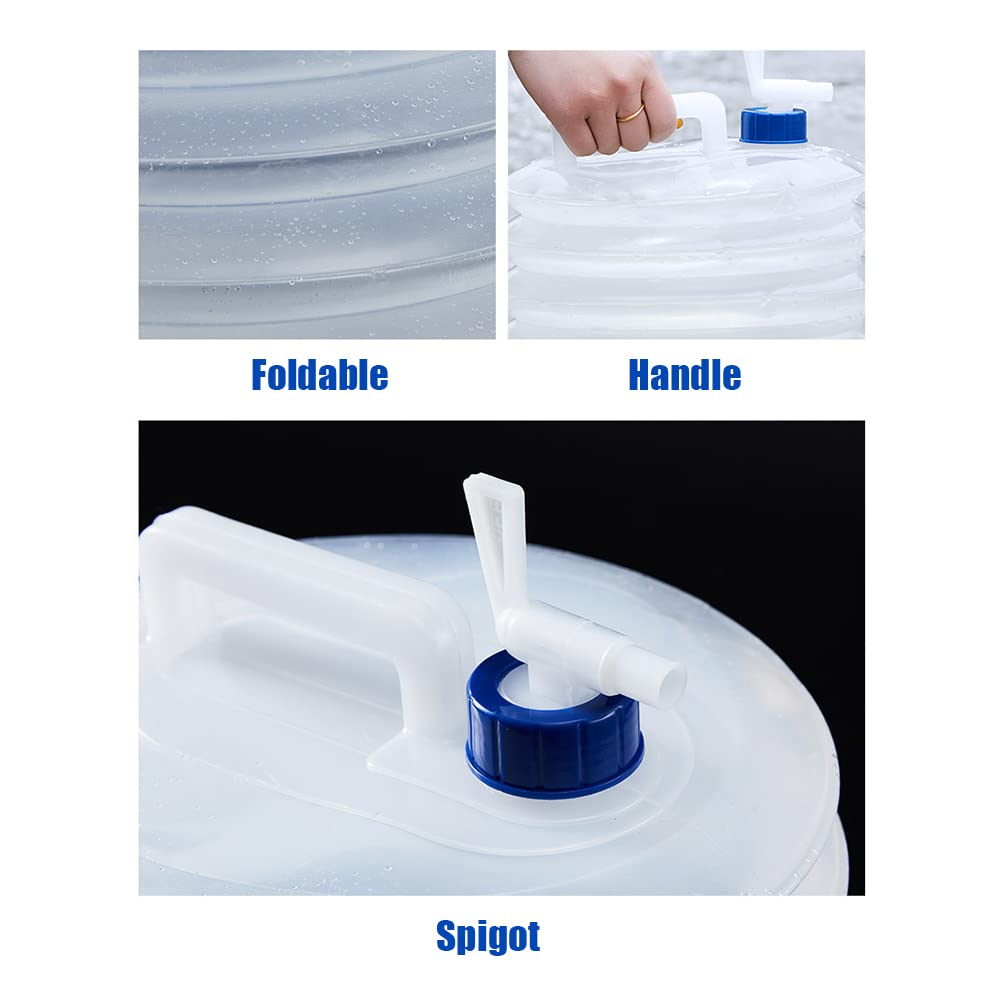 Foldable Water Container with Spigot, 10 Liter, Portable Camping Storage, White