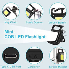 FLYTOP Mini LED Flashlight Keychain Torch- COB Work Lights 800 Lumens Rechargeable Waterproof Pocket Lamp with Magnetic Hook Bottle Opener Emergency Repairs Light,Running, Camping, Fishing (1)