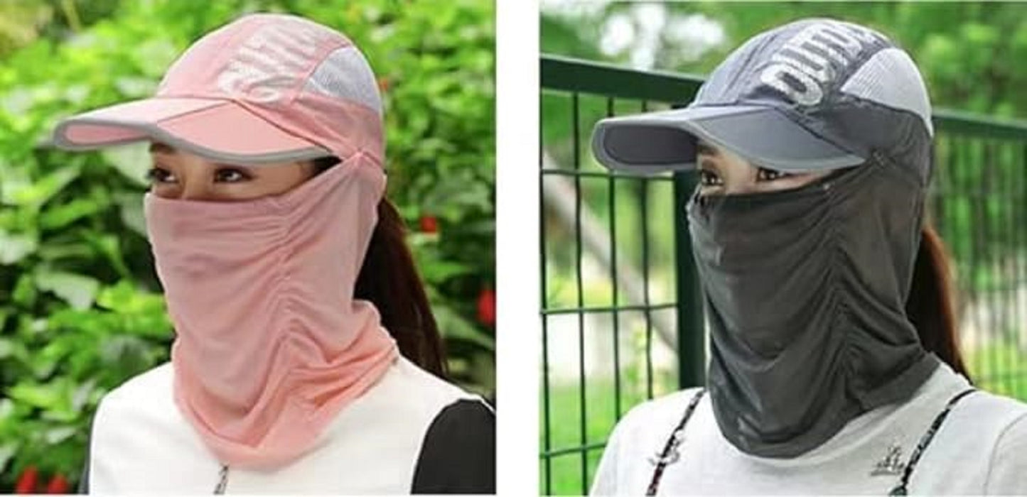 Quick-Dry Sun Protection Hat with Face Mask - Breathable, UV-Blocking Wide Brim for Fishing, Hiking & Outdoor Adventures - Adjustable, Lightweight & Foldable,Camping Accessories Multicolour