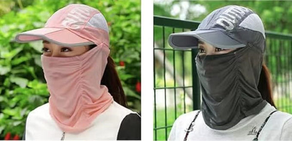 Quick-Dry Sun Protection Hat with Face Mask - Breathable, UV-Blocking Wide Brim for Fishing, Hiking & Outdoor Adventures - Adjustable, Lightweight & Foldable,Camping Accessories Multicolour