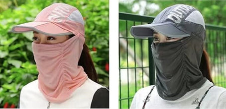 Quick-Dry Sun Protection Hat with Face Mask - Breathable, UV-Blocking Wide Brim for Fishing, Hiking & Outdoor Adventures - Adjustable, Lightweight & Foldable,Camping Accessories Multicolour