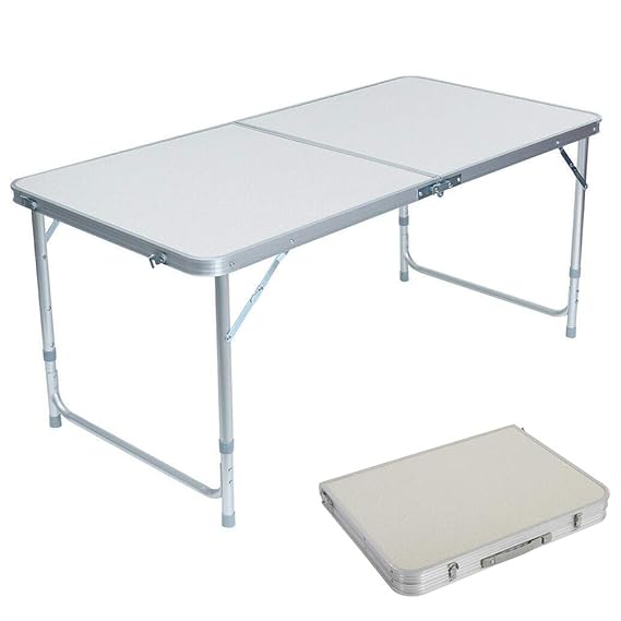 FLYTOP Aluminum Folding Table, Portable Camping Table 4 Foot Lightweight Foldable Table Height Adjustable for Party Picnic Dining Outdoor Indoor Use