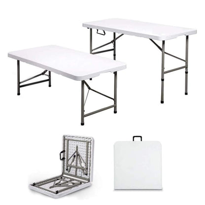 FLYTOP Portable Folding Camping Table, Picnic Table Fold in Half Plastic Picnic Desk with Handle for Indoor Outdoor