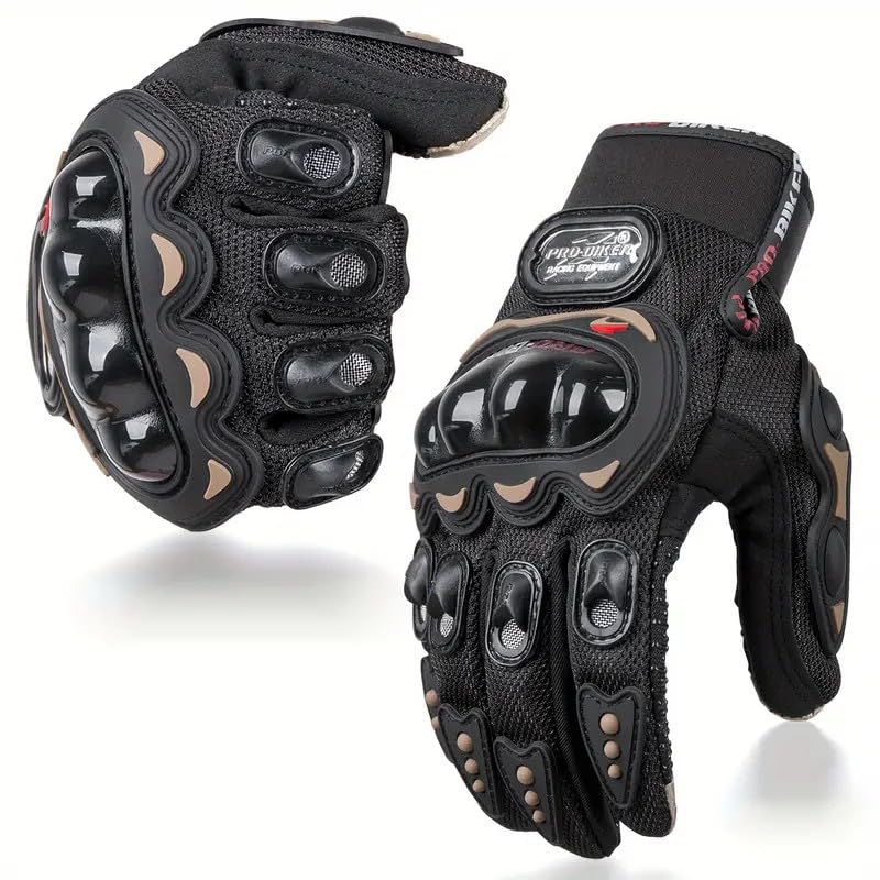 Black Biker Protective Full Finger Gloves Anti-Skid Surface Breathable Bike Riding Glove for Motorcycle, Cycling, Climbing Mountaineering, Hiking