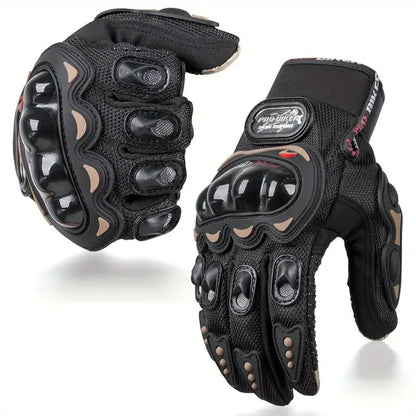 Black Biker Protective Full Finger Gloves Anti-Skid Surface Breathable Bike Riding Glove for Motorcycle, Cycling, Climbing Mountaineering, Hiking