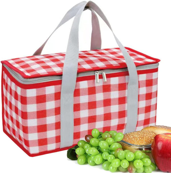 Insulated Picnic Bag Cooler Reusable, Beach Bag Cooler Bags with Zippered Top - Insulated Bag for Hot or Cold,Picnic Basket Collapsible, Picnic,Beach, Outdoor 201015.